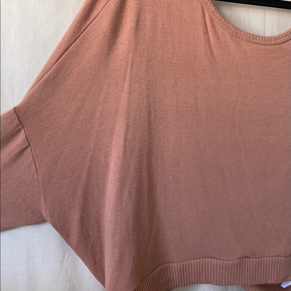 Project Social T Cropped Sweatshirt Batwing Sleeves & Cut-Out Back w/ Twist Hem - Picture 11 of 12